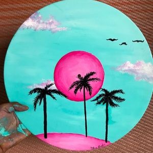 Pink hand painted sunset vinyl